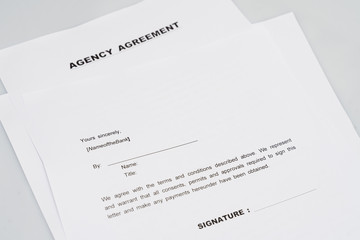  Agency contract form and fountain pen