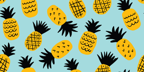 Colorful minimalistic pineapples pattern