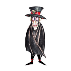 Watercolor hand drawn Halloween spooky icon  illustration isolated on white background