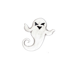 Watercolor hand drawn Halloween spooky icon  illustration isolated on white background