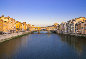 ponte vecchio in Florence at sunset 