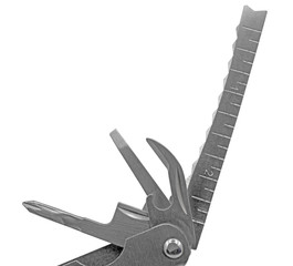 part of multifunction knife isolated on white