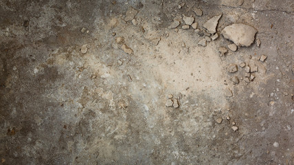 Broken concrete background, crumbling plaster, free space for text