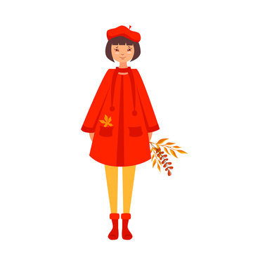 girl in a red biret and coat