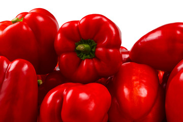 Fresh red bell pepper isolated on white background. Copy space.