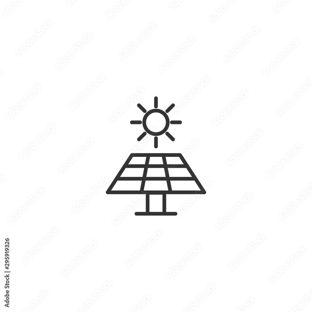 Poster solar energy panel line icon in simple design on a white background