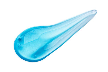 Cosmetic Cream Gel Texture Isolated On White Background. Close Up Of Green Transparent Drop Of Skin Care Product. High Quality