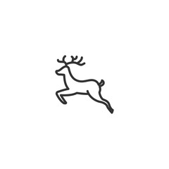 Christmas deer line icon in simple design on a white background