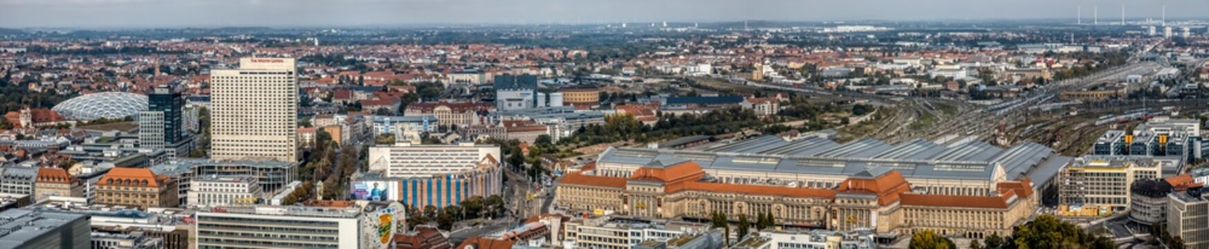 Panorama Leipzig vom City-Hochhaus Richtung Norden 1 Oktober 2019