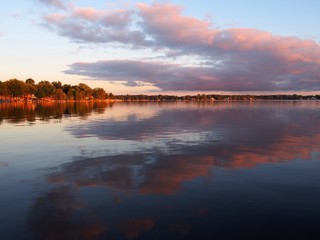 Fototapeta na wymiar Autumn Skies Reflection of Clouds in Lake