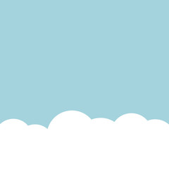 Sky abstract background with white clouds, vector illustration