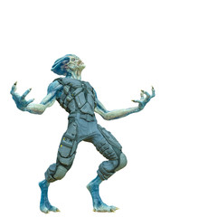 alien warrior looking up two