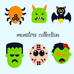 set of monsters. flat design illustration