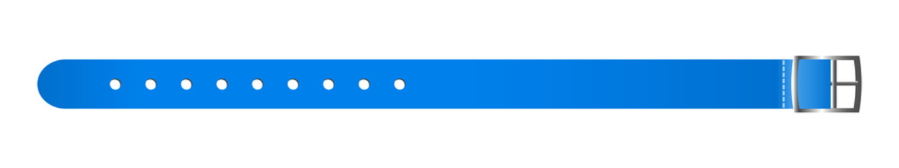Vector blue silicon waterproof wristband or bracelet with closing watch mechanism. Hand entrance access control suitable for sport, swimming pool, aquapark and identification isolated on white.