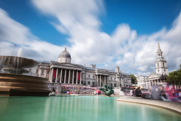 Trafalgar square and National Gallery in London