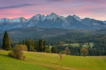Mountain landscape, panorama of the Tatra Mountains
