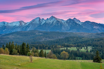 Mountain landscape, panorama of the Tatra Mountains - obrazy, fototapety, plakaty