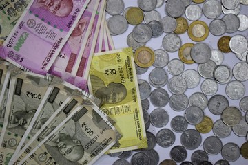 Banknotes and coins indian