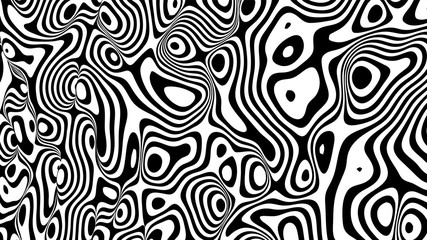 Caustics distortion line art vector background. Minimalistic wave concept. Optical illusion. Abstract futuristic background with zebra stripes. Twisted surface. Ripples.