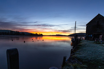 Sunrise over the river at St Germans south east Cornwall