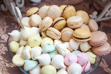 Sweet table at the wedding. Decoration trends.