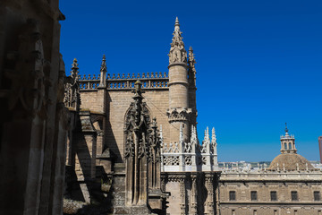 Fototapeta na wymiar Cathedral La Giralda at Sevilla Spain - architecture background .