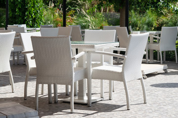 empty table and chair in restautant