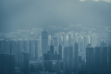 Hong Kong cityscape in morning, city and building concept