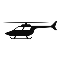 Helicopter icon. Black silhouette. Side view. Vector drawing. Isolated object on a white background. Isolate.