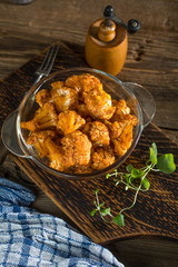 Cauliflower rosettes in a herbal marinade.