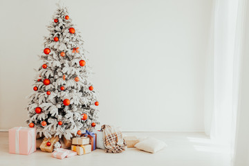 Christmas tree winter new year holiday gifts white home decor