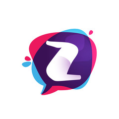 Z letter chat app logo at colorful watercolor splash background.