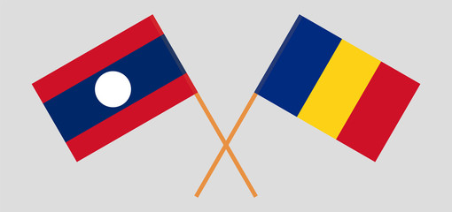 Laos and Romania. Laotian and Romanian flags