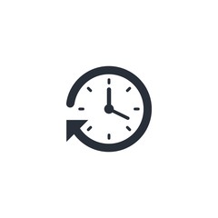 Clock. Arrow. Vector icon on a white background.