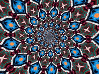 Colorful digital graphic kaleidoscope symmetry mandala style in laser light trial pattern, Tie Dye , spiderweb art abstract background for art projects, banner, business,   card, 3D, template