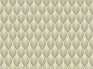 Classic Leaves Art Deco Seamless Pattern. Geometric Leaf Stylish Texture. Abstract Feather Retro Vector Texture.