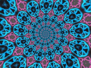 Colorful digital graphic kaleidoscope symmetry mandala style in laser light trial pattern, Tie Dye , spiderweb art abstract background for art projects, banner, business,   card, 3D, template