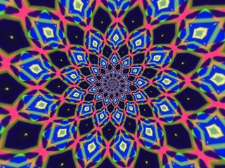 Colorful digital graphic kaleidoscope symmetry mandala style in laser light trial pattern, Tie Dye , spiderweb art abstract background for art projects, banner, business,   card, 3D, template