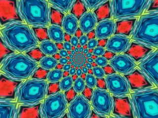 Colorful digital graphic kaleidoscope symmetry mandala style in laser light trial pattern, Tie Dye , spiderweb art abstract background for art projects, banner, business,   card, 3D, template