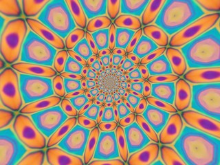 Colorful digital graphic kaleidoscope symmetry mandala style in laser light trial pattern, Tie Dye , spiderweb art abstract background for art projects, banner, business,   card, 3D, template