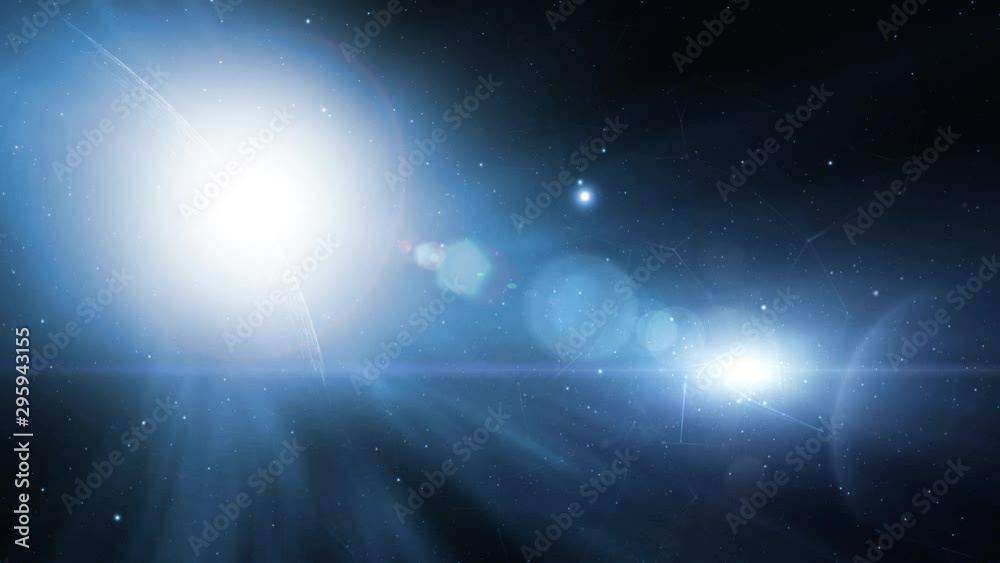 Wall mural artistic cosmos with shiny stars and planets. copy space animation background.