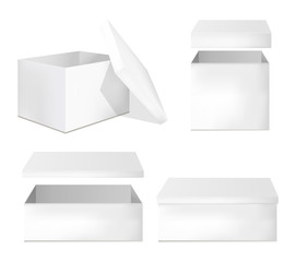 Set of blank white packaging boxes. 