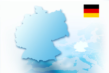 Fototapeta premium An illustrative outline of the territory of Germany against the backdrop of Europe. Contains the national flag