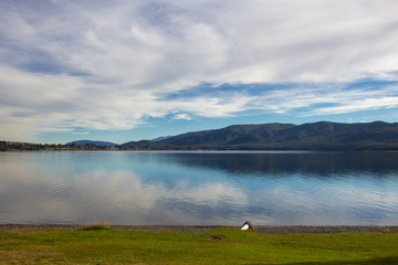 Evening view of Te Anau lake, Fiordland, New Zealand