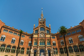 Fototapeta premium Complex of buildings of Hospital Sant Pau, modernism architecture, in Barcelona