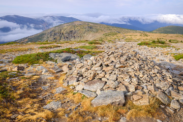 Mounds of rocks on the way to the ascent to the top of the mountain.