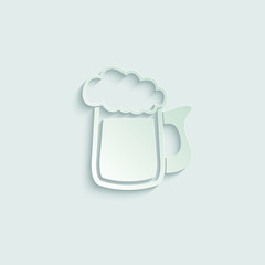 beer glass icon vector paper with shadow 