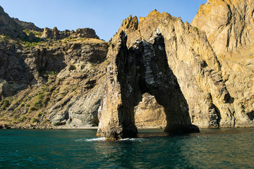 Golden gate rock, Kara-Dag Mountains, Crimea, Russia.