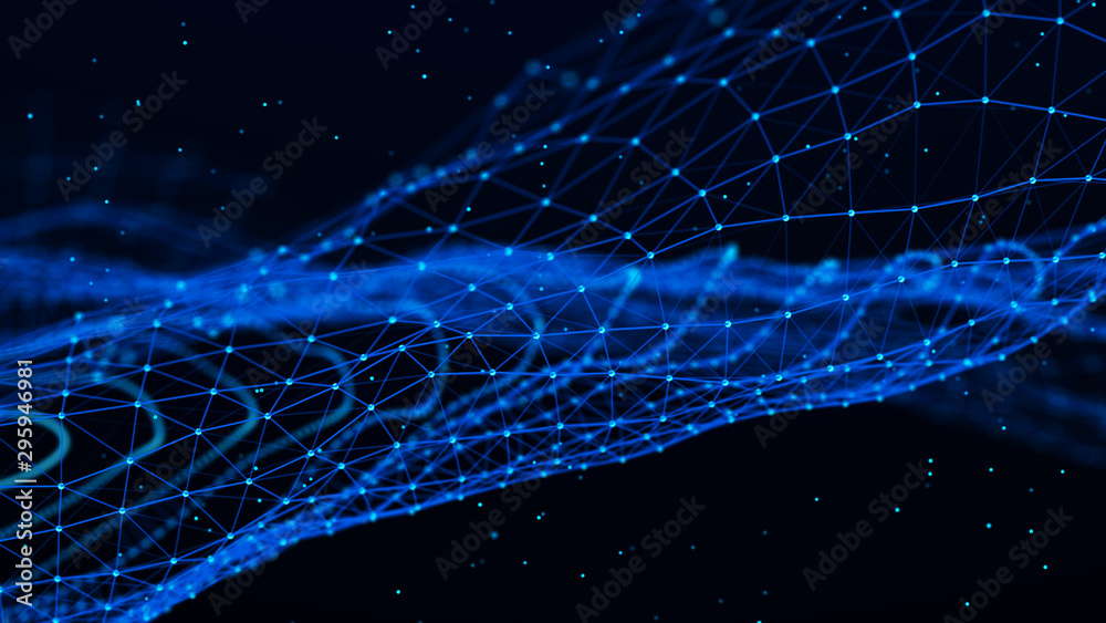 Wall mural digital network connection. abstract connection of dots and lines. technology background. plexus eff