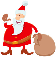 funny Santa Claus cartoon character with sack of gifts